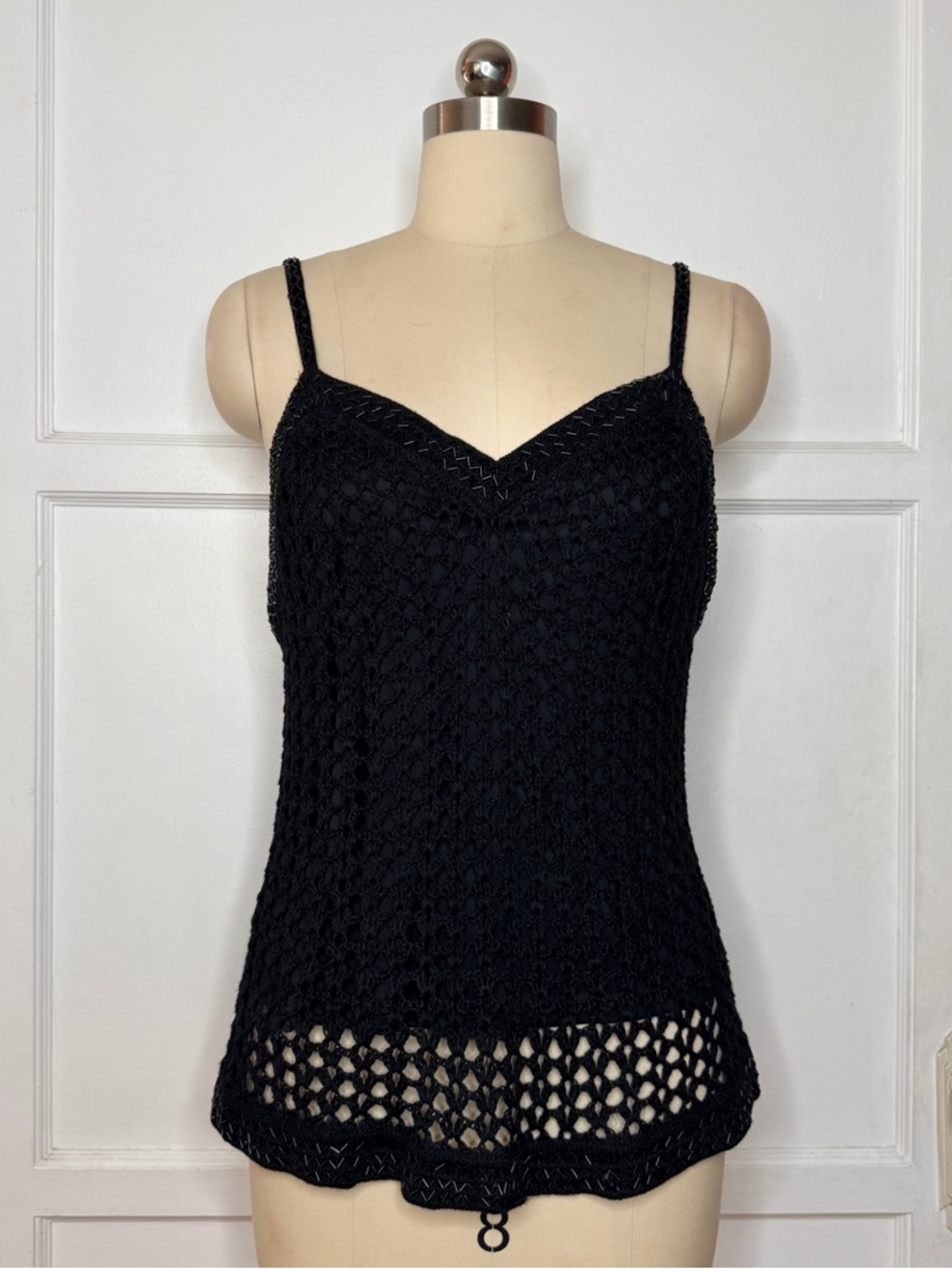 Black crochet cami